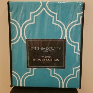 Cynthia Rowley Teal Geometric Shower Curtain